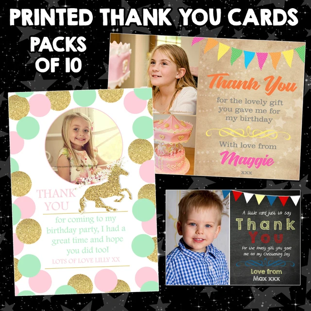 PERSONALISED BIRTHDAY THANK You Cards Christening Baptism Naming