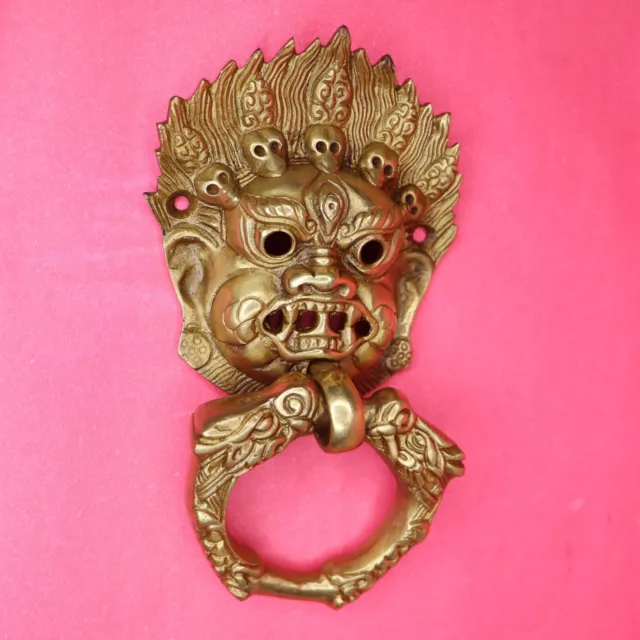 Handcrafted Brass Devil Face Shape Door Knocker Victorian Style Figure Doorbell