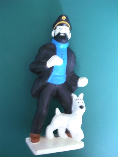 Figurine - Haddock Et Milou - Moulage - Platre Peint A La Main - 22 Centimetres