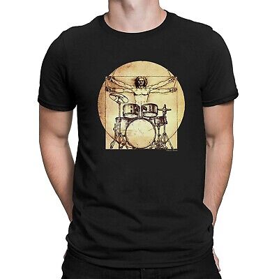 Da Vinci Drummer T-Shirt Mens ORGANIC Cotton Tee Funny Urban Music Art Gift