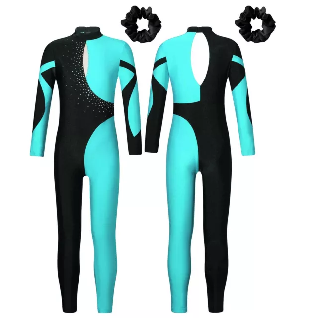 Tuta Bambine Ragazze Con Fascia Per Capelli Leotard Danza Catsuit Sport Abbigliamento Attivo 3