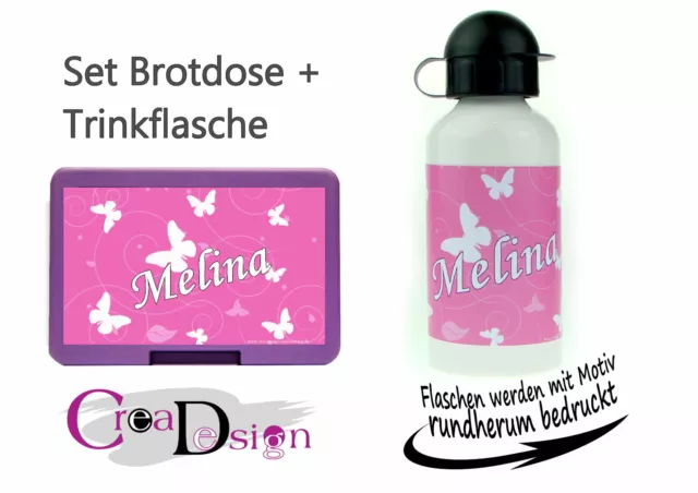 Brotdose Pausenbox Brotbox mit Namen Trinkflasche Alutrinkflasche  Krone