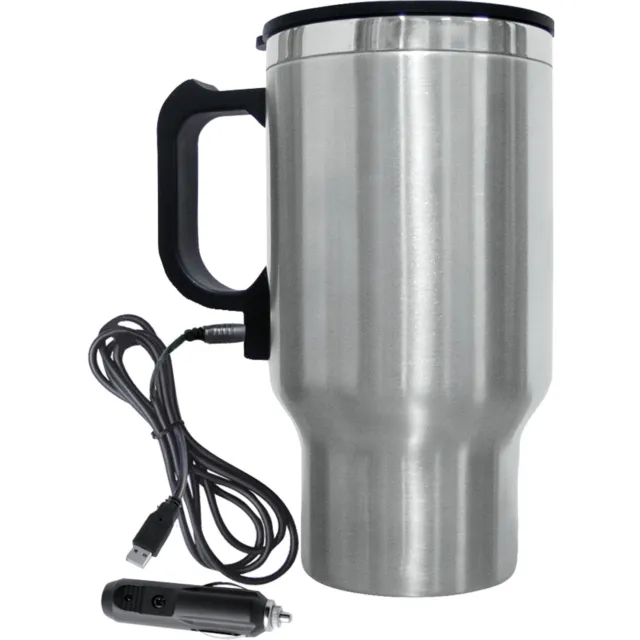 GEOJUG 16-Ounce Stainless Steel 12-Volt Heated Travel Mug (Silver)