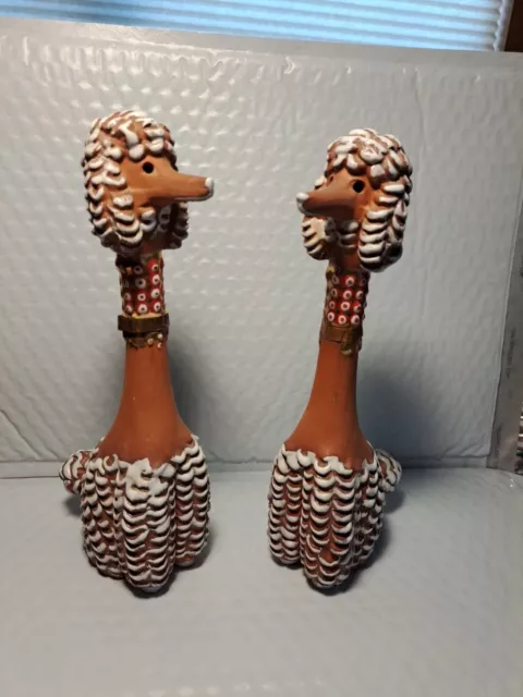 Vintage Mid Century Wales Terracotta Pottery Poodle Set Figurines Made in Japan