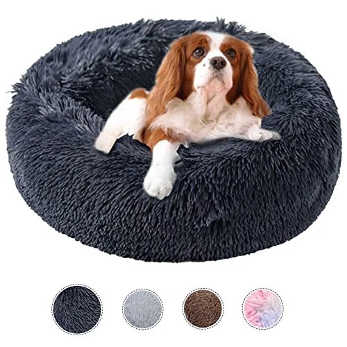 Dog Bed Calming Dog Beds for Small Medium Dogs - Round Donut Washable Dog Bed...