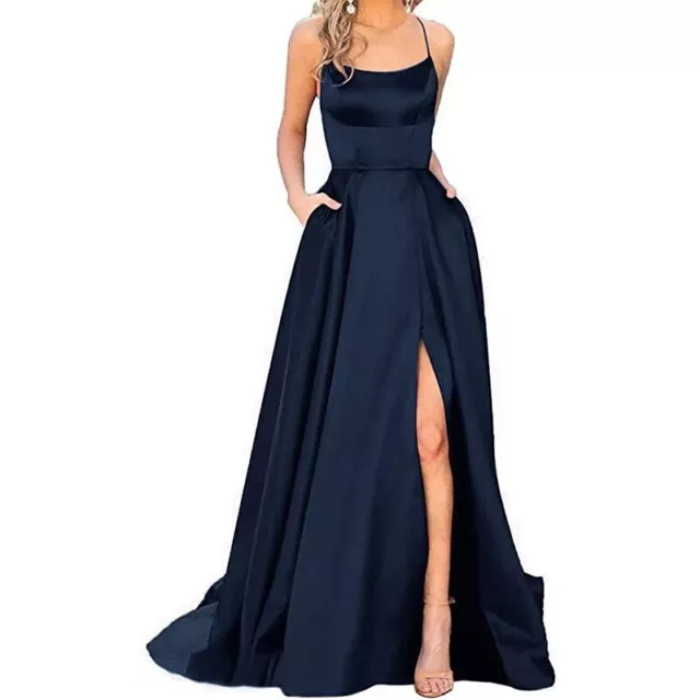 UK Women Formal Long Evening Ball Gown Party Prom Wedding Bridesmaid Dress