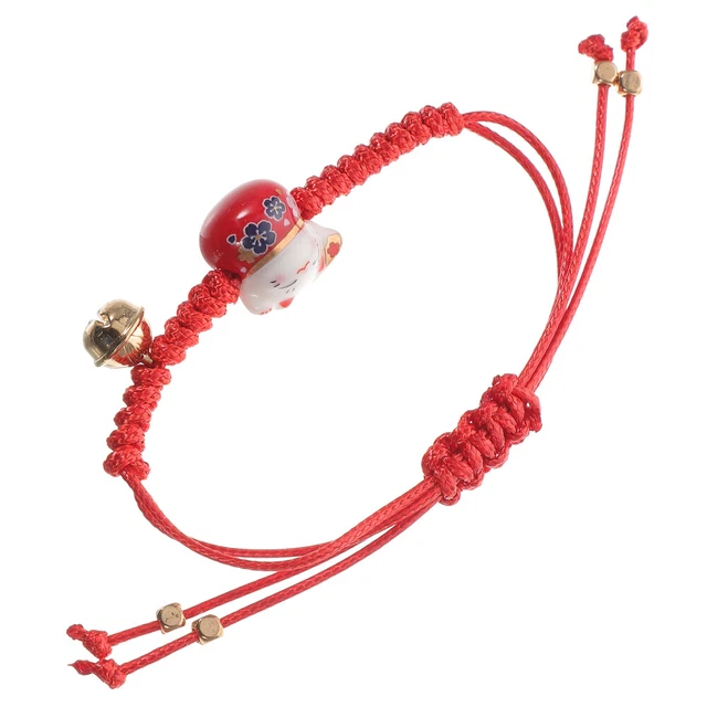 Gato de la suerte pulsera de cuerda pulsera de gato feliz pulsera de mendicidad tejido