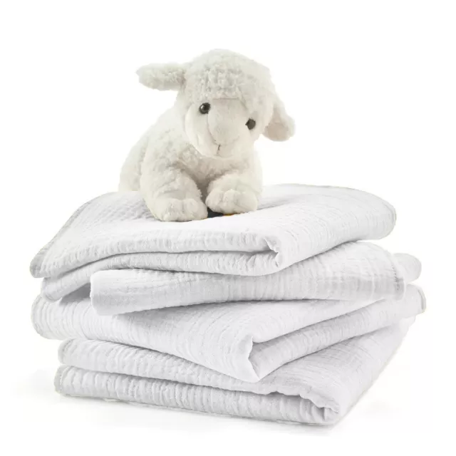 Pack of 12 Large White Muslin Cloth Baby Burping 100% Cotton Squares Swaddle