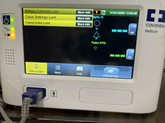 COVIDIEN NELLCOR PM1000N BEDSIDE RESPIRATORY PATIENT MONITORING W NEW SPO2 Cable