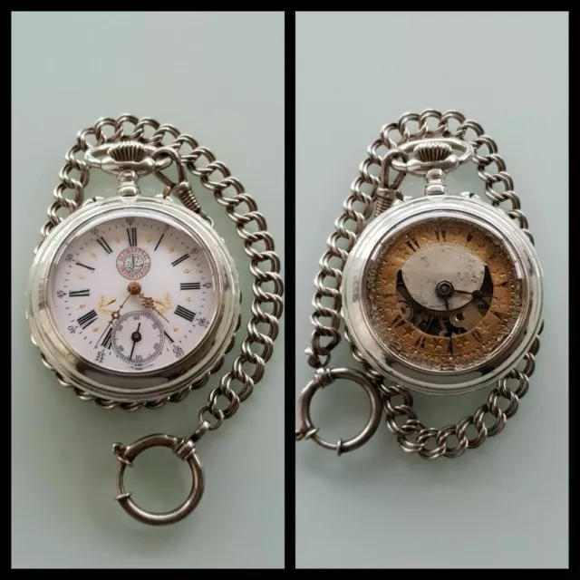 Doppel Zifferblatt Taschenuhr Double Face Pocket Watch Ottoman Arab Blumenthal