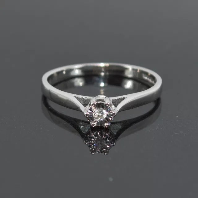 18ct Solid White Gold Hallmarked Natural Genuine Diamond Engagement Ring