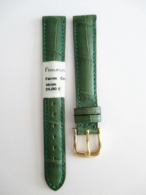 Bracelet De Montre Fleurus Cuir Veau Façon Croco 10mm - Vintage Fait Main France - Femme