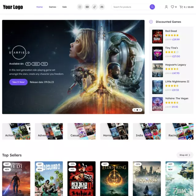 Gaming Store eCommerce Website Design with Free 5GB VPS Web Hosting
