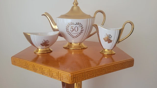 vintage royal winton grimwades Gold Teapot Sugar Creamer Set