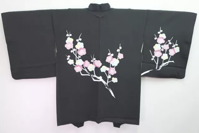 8369D1 Silk Vintage Japanese Kimono Haori Jacket Plum blossom Branch