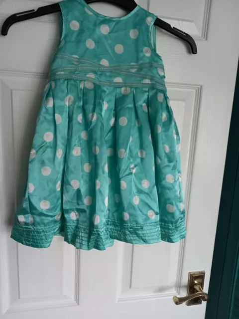 Monsoon baby girl sleeveless party dress 12-18 months green spotted A096822