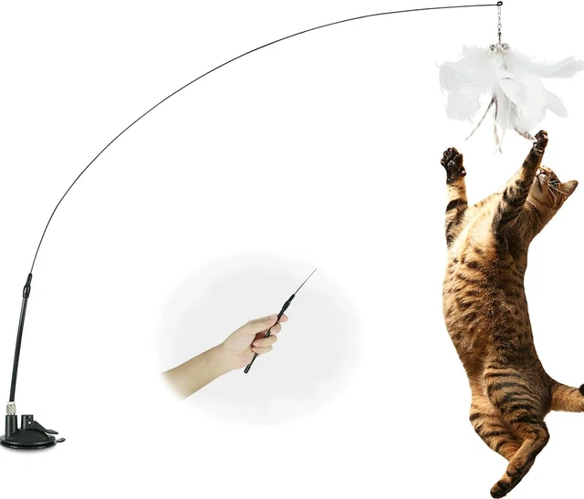 Cat Feather Sucker Toy with Bell,Interactive Kitten Funny Teaser Wand,Indoor Kit