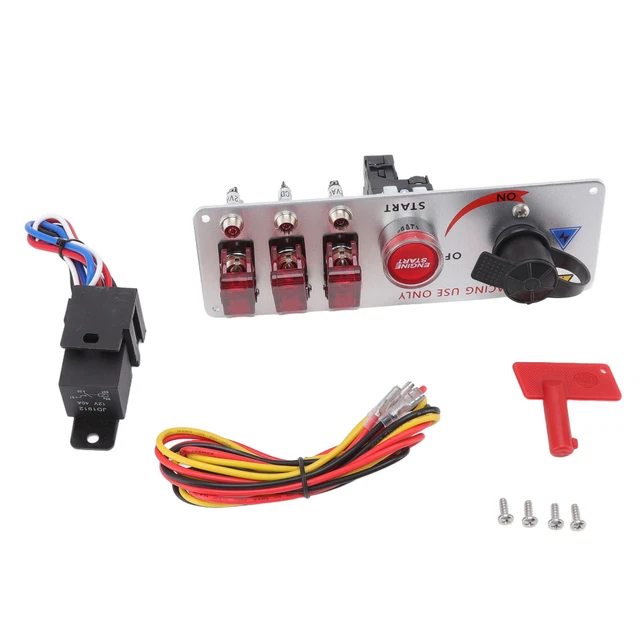 Pannello interruttore di accensione interruttore LED rosso 5 in 1 12 V con pulsante di avviamento motore per