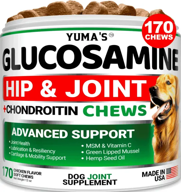 Glucosamine for Dogs Hip and Joint Supplement for Dogs 170 Chews Pain Relief