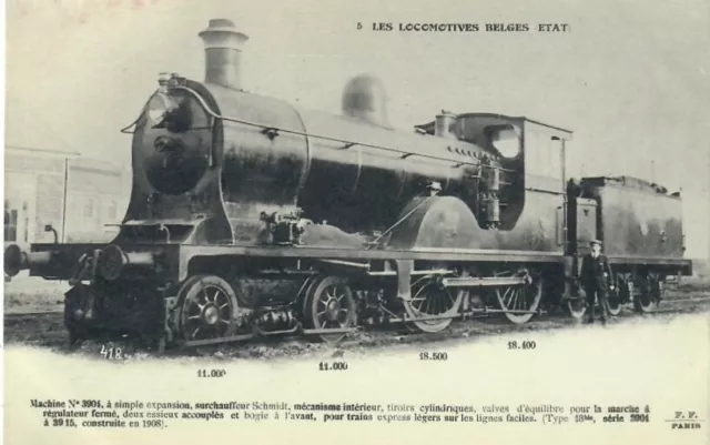 CPA Fleury - Chemins de fer de l'Etat Belge - Locomotive 3904 - Rare Série