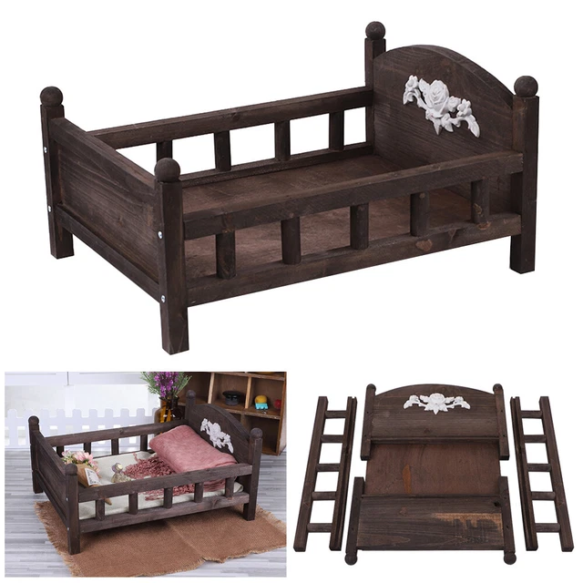 Lindos accesorios fotográficos duraderos para recién nacidos fondo infancia bebé fotografía cama de madera
