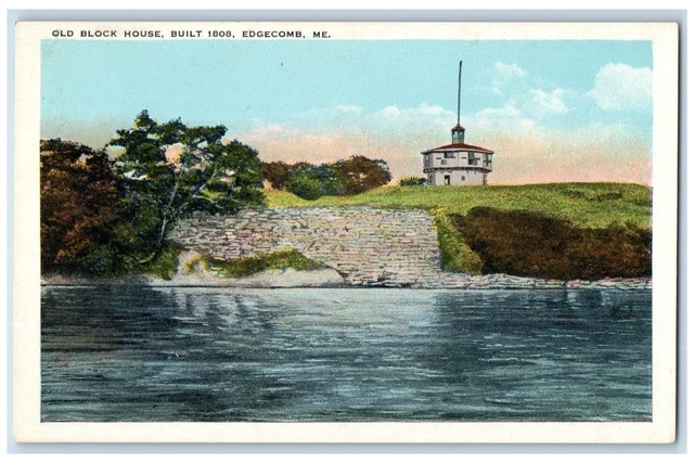 c1920's View Of Old Block House Edgecomb Maine ME Unposted Vintage Postcard