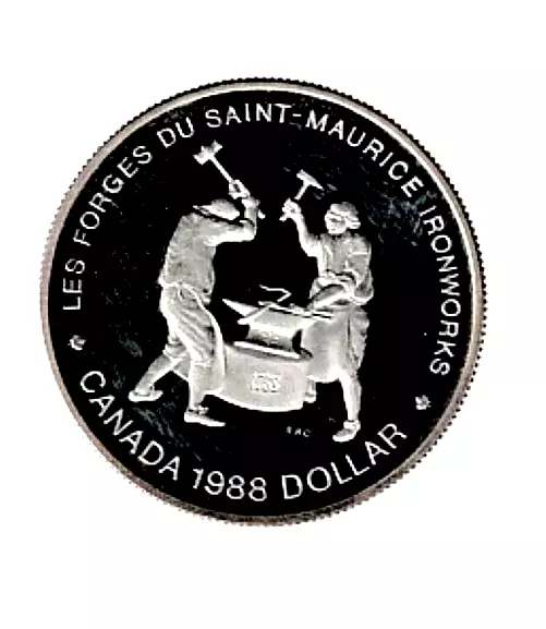 1988 Canada Saint Maurice Ironworks Proof Silver Dollar Heavy Cameo Coin