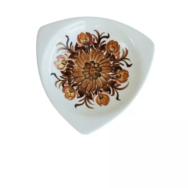 Kolo Fajans JANPOL Made In Poland Hand Painted Pottery Brown Floral Trinket Dish