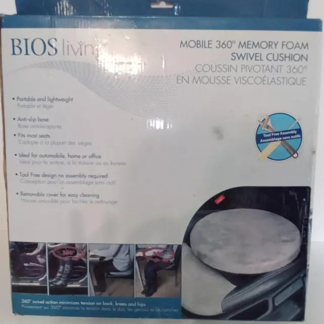 Bios Living Mobile Memory Foam Swivel Cushion For Home,Car Or Office