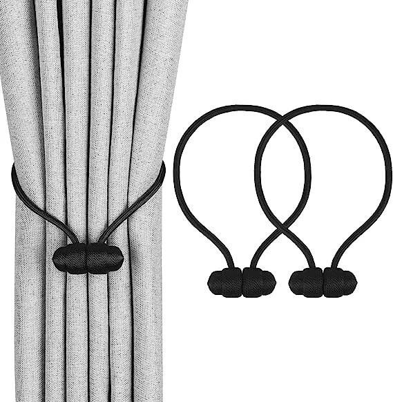 2 Pack Black Magnetic Curtain Tiebacks Strong Holdbacks Curtains Ties  Home Deco