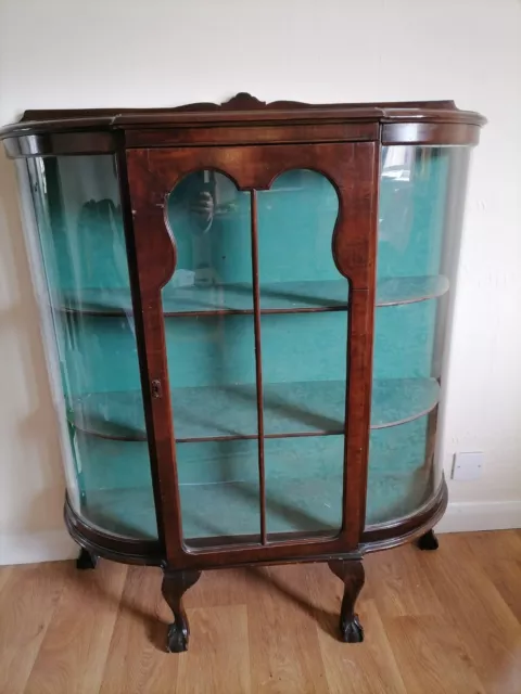 Vintage Wide Bow Fronted Display Cabinet 