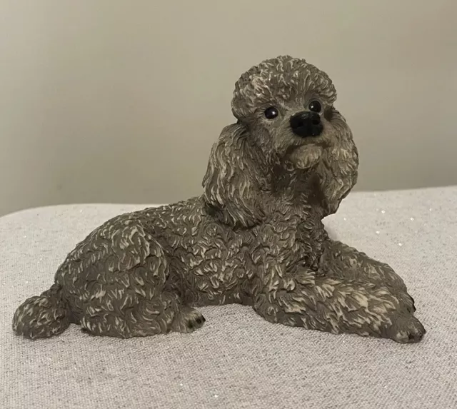 VTG Castagna 1988 Dog Figurine Italy GRAY POODLE Doodle 3.5" Tall 6" Long Resin