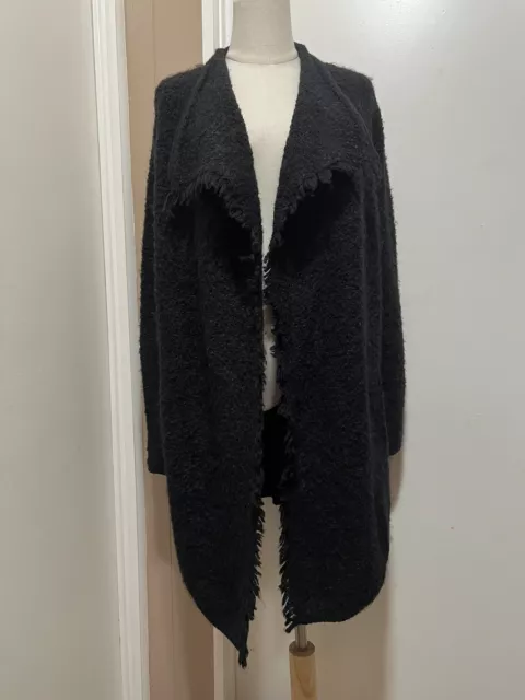 VINCE black wool and Mohair blend open front Chunky knit cardigan size S