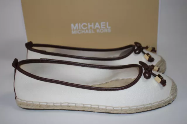 MICHAEL KORS Women's Shoes Size 8.5 Cream Canvas Leather MEG Espadrille $125 NEW