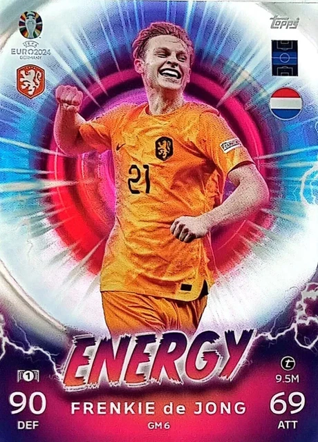Topps Match Attax EURO 2024 - Carte ENERGY Frankie De Jong (GM6) Ultra Rare