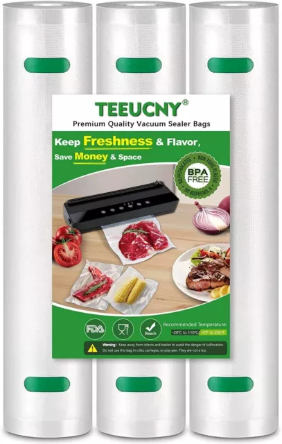 TEEUCNY Sac Sous Vide Alimentaire, 3 Rouleaux 28x400cm Sans BPA, Sac de Congelat