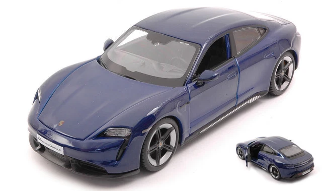 Burago 1/24 Porsche Taycan Turbo S, Bleue, Diecast #18-21098, Occasion