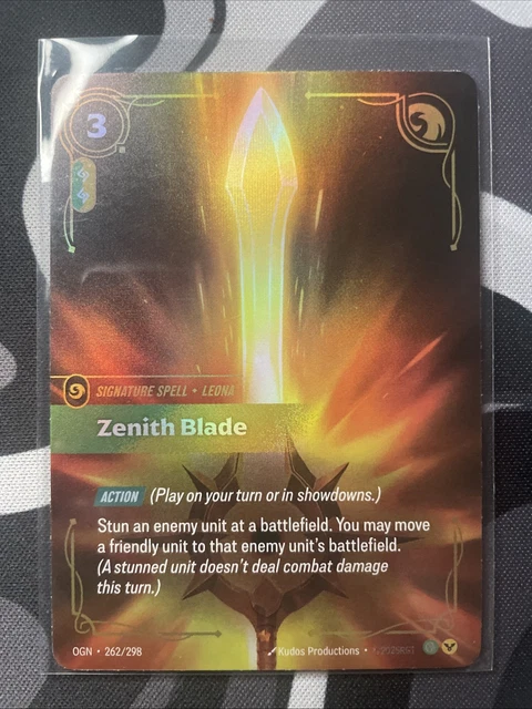 Zenith Rd Score Blade RIFTBOUND ORIGINS OGN 262/298 Zenith Blade Epic Card - English Full Art ...