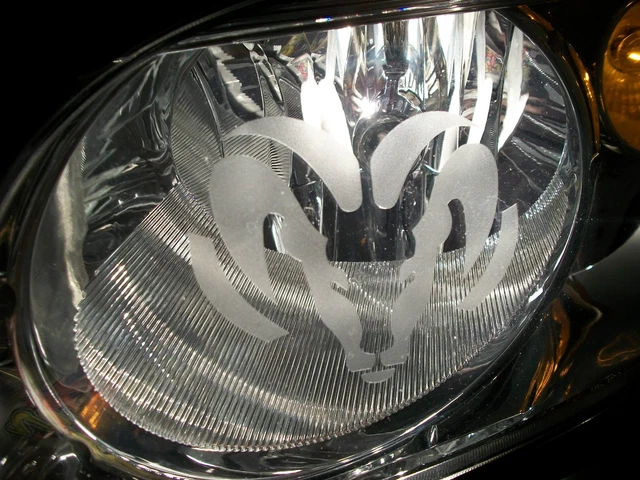 FITS: Ram Etched Glass (PAIR) Decals Headlight Stickers Dodge RAM 1500 2500 3500