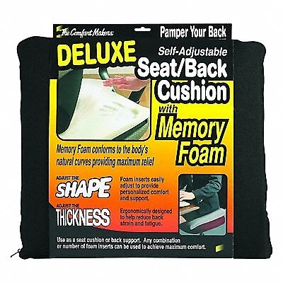 Massage Seat Cushion: Memory Foam, 17 1/2 in Seat Ht (In.), Self Adjusting Foam