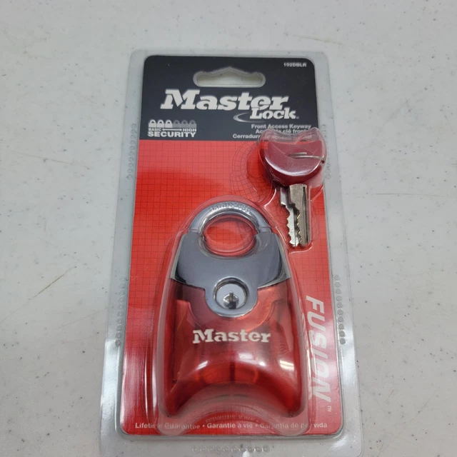 Master Lock Shrouded Shackle Padlock with 2 keys- 192D, Red