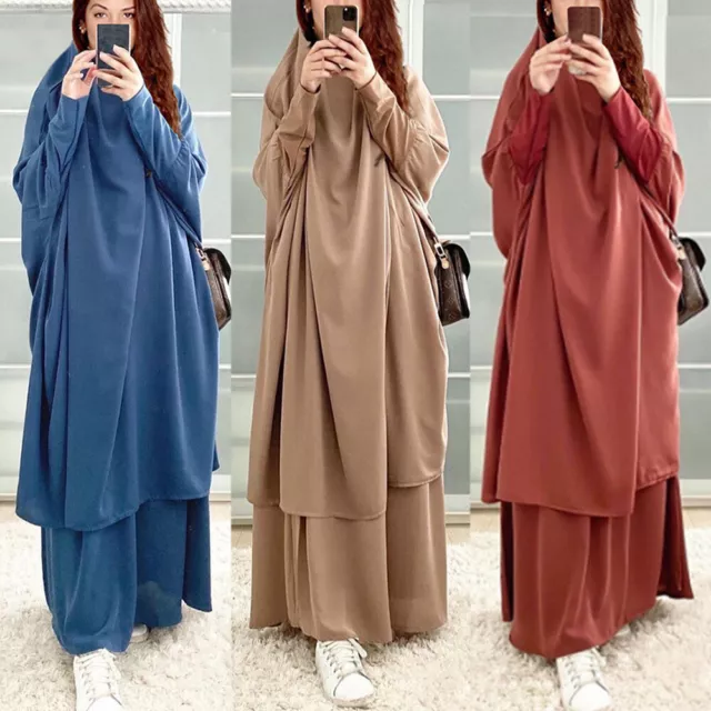 Abaya Set Da 2 Pezzi Per Donna Abito Hijab Abito Da Preghiera Musulmano -