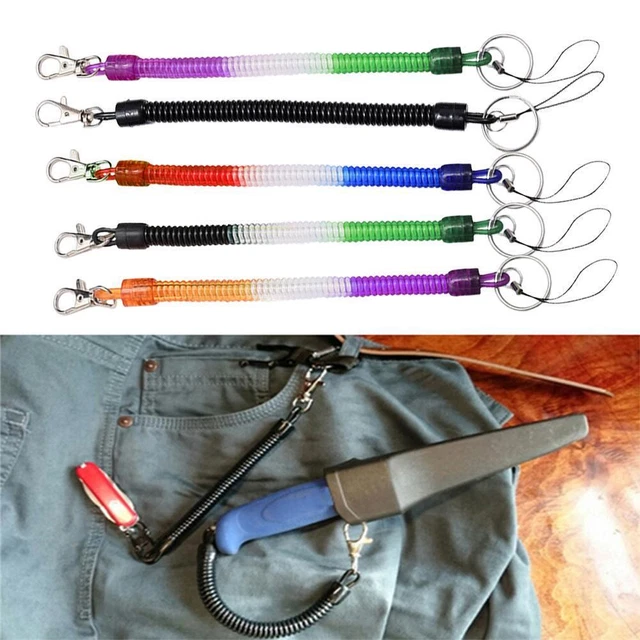 NEW Elastic Spring Coil Strap Rope Lanyard Key Chain Keyring I9U5