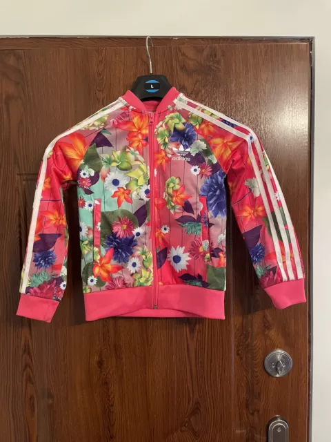 Giacca tuta bambina Adidas 7-8 anni rosa floreale, SPLENDIDA 🙂