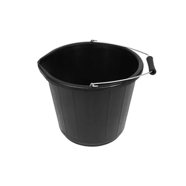 32cm x 26cm Black Bucket Multi Purpose Plastic Bucket with Handle for Indoor Out