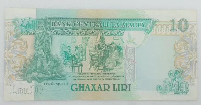 1967 - Bank Centrali Ta' Malta - 10 (Ghaxar) Liri  Banknote, Bill No. C2 05416 2