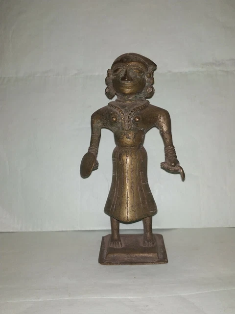 Tradizionale Indiano Rituale Bronzo Kerala Bhuta Divinità Pilichandi Raro #
