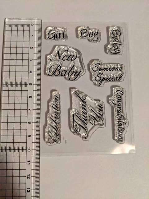 Sentiments Clear Stamps card making - Baptise Stamps - Baby - Celebrate