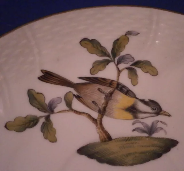 Antik 1910 Herend Porzellan Rothschild Vogel Szene Tasse & Untertasse 3