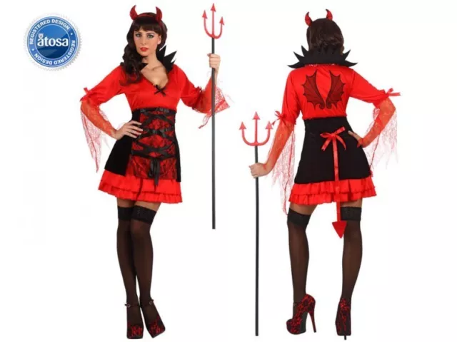 Costume diavolessa diavolo rosso donna taglia M/L abito sexy Halloween carnevale